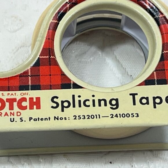 VTG 3M Scotch Splicing Tape Tin Plaid Dispenser Advertising Collectible 2.75" - Picture 5 of 10